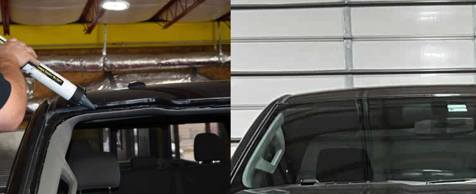 A car before and after ShinePro's windshield replacement