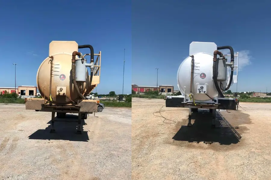 A truck before and after