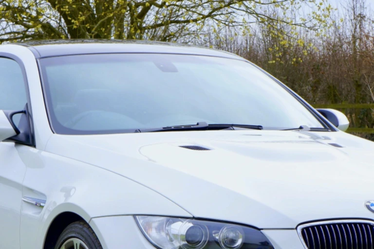 Close-up of a car's new windshield
