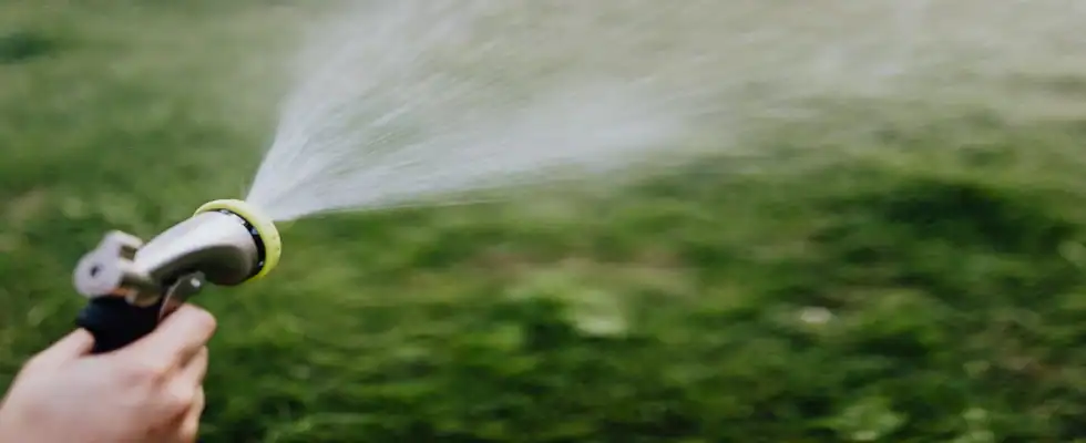 Close-up photo of water gun sprinkling water