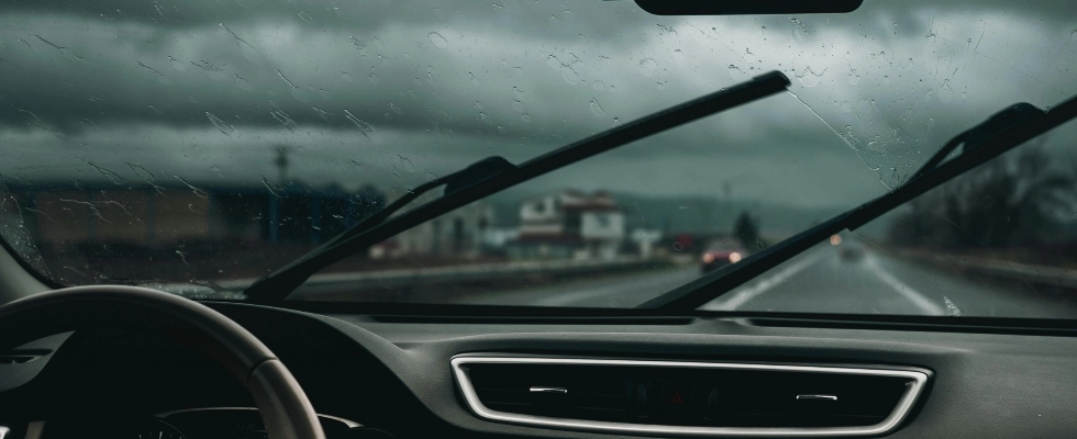 close-up view of windshield wiper blades