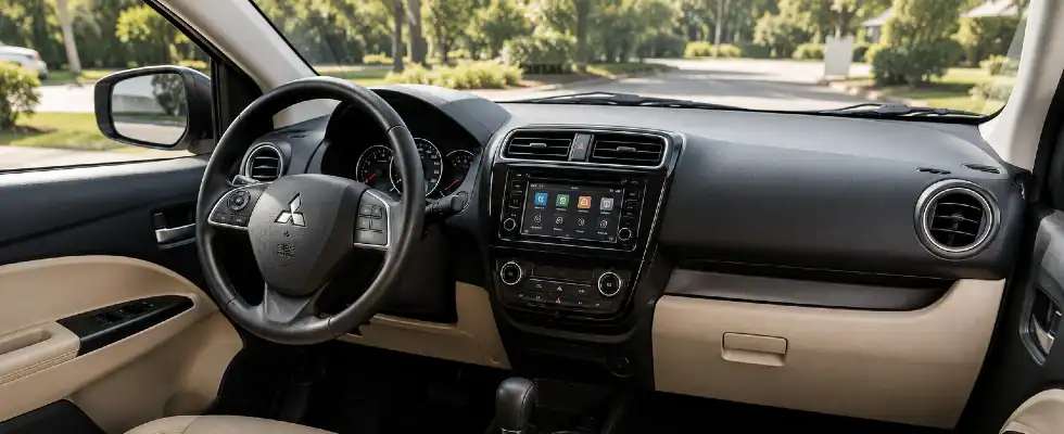Modern Mitsubishi car interior details