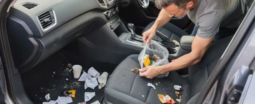 Person thoroughly cleaning the car interior