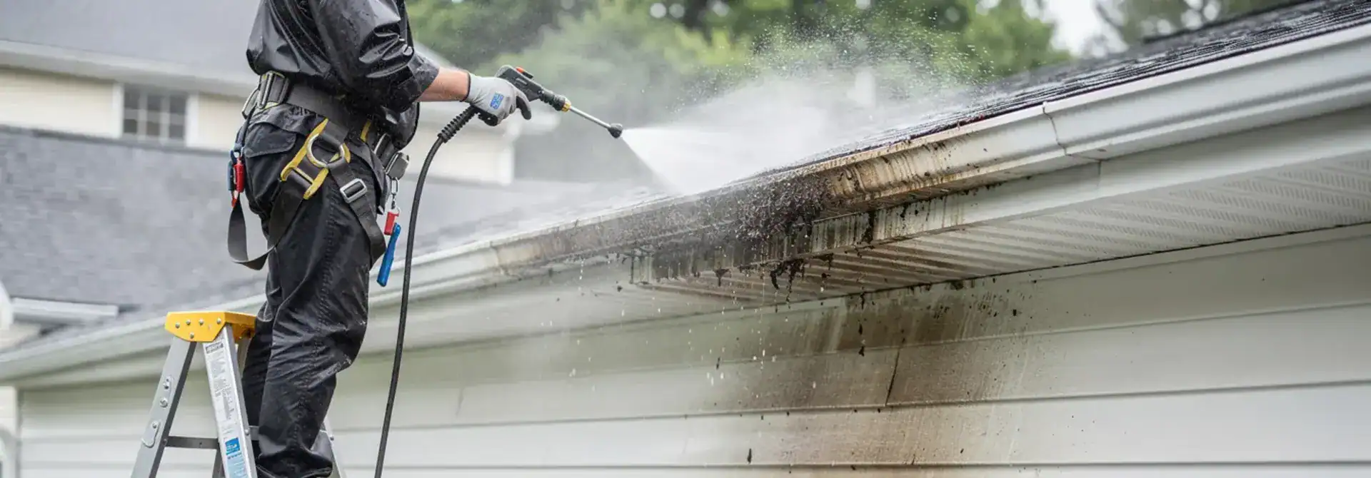 Pressure Washing Gutters and Downspouts