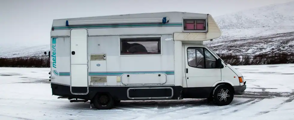 RV on an icy road