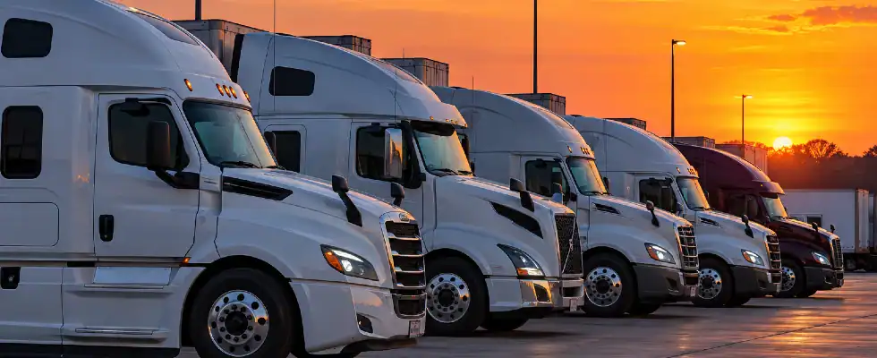 Semi-Trucks at Sunset