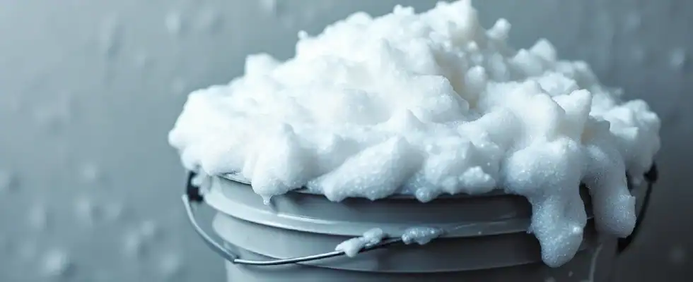 A bucket filled with soapy water containing quality car wash soap