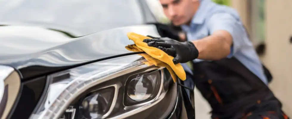 polishing car exterior