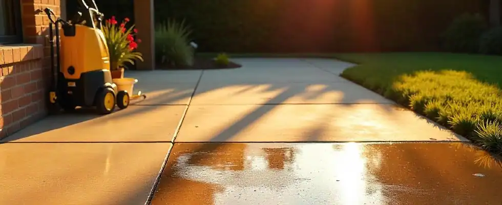 freshly pressure-washed concrete