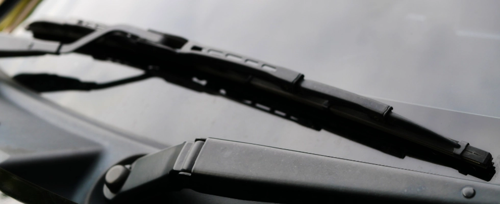 close-up of new windshield wipers