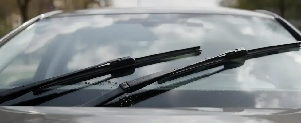 a close-up view of a car's windshield wipers