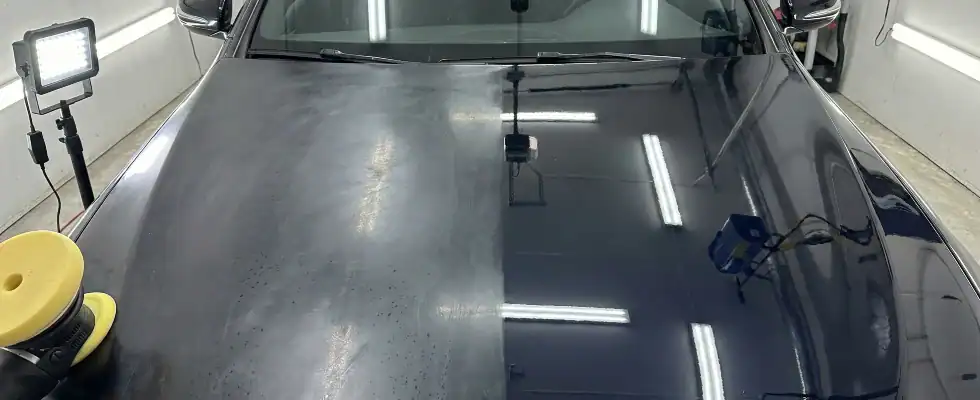 car hood before and after polish