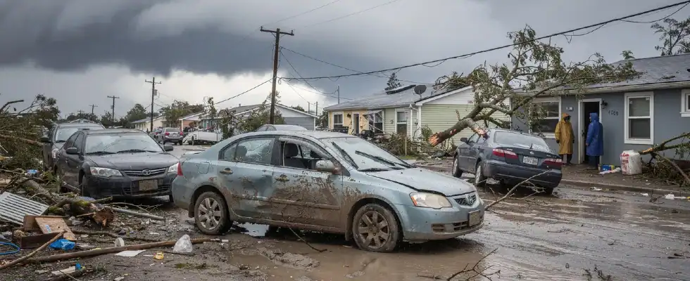 community severely impacted by a strong storm