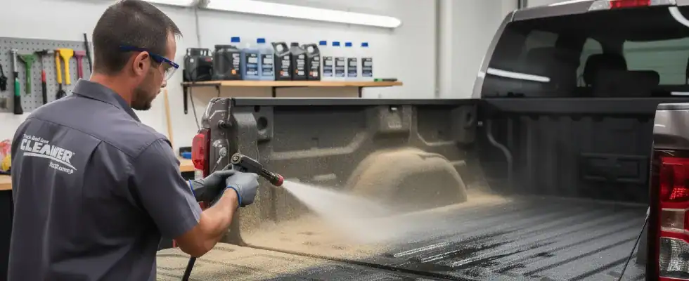 well-maintained bed liner shine as it is scrubbed